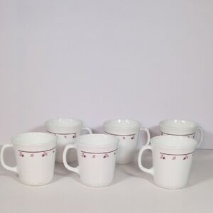 Corningware Vintage Coffee Mugs Burgundy Rose Set Of 6